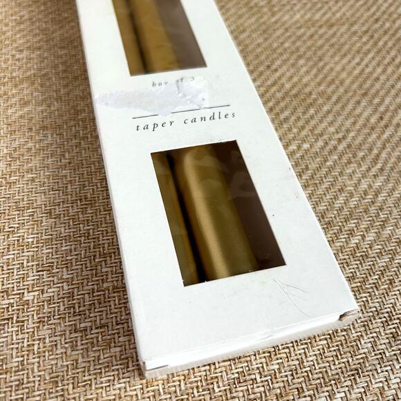 Vintage Pier 1 Gold Taper Candles Set of 2 in Box Metallic Unused - Picture 2 of 5